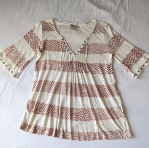 LUCKY BRAND Striped elbow length sleeve Top